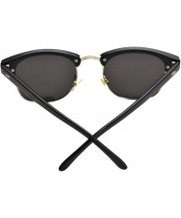 Square Vintage Semi Round Polarized Sunglasses for Men and Women 100% UV Protection Glasses - Green Lens - CS18YH83OTO $19.82
