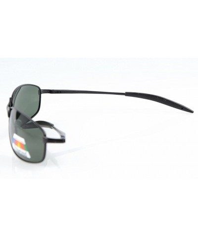 Wrap Metal Frame Fishing Golf Cycling Flying Outdoor Polarized Sunglasses - S15005 Polarized Black Frame/G15 - CV126EMJYYR $1...
