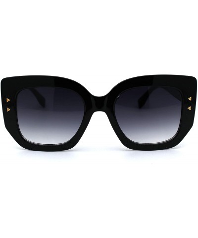 Oversized Womens Thick Mod Plastic Butterfly Oversize Cat Eye Sunglasses - Black Smoke - C718ZWOYNRU $22.95