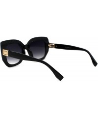Oversized Womens Thick Mod Plastic Butterfly Oversize Cat Eye Sunglasses - Black Smoke - C718ZWOYNRU $9.93