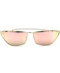 Cat Eye Womens Retro Flat Top Wide Cat Eye Metal Rim Sunglasses - Gold Pink Mirror - C618UL7GSS9 $22.61