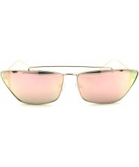 Cat Eye Womens Retro Flat Top Wide Cat Eye Metal Rim Sunglasses - Gold Pink Mirror - C618UL7GSS9 $13.01