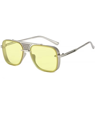 Oversized Metal Men's Sunglasses Gold Code Sunglasses European and American Glasses Sunglasses - Yellow - CA190MNZL8M $59.34
