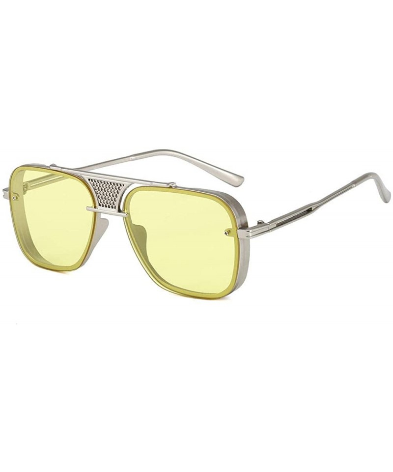 Oversized Metal Men's Sunglasses Gold Code Sunglasses European and American Glasses Sunglasses - Yellow - CA190MNZL8M $37.76