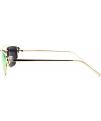 Cat Eye Womens Retro Flat Top Wide Cat Eye Metal Rim Sunglasses - Gold Pink Mirror - C618UL7GSS9 $22.61