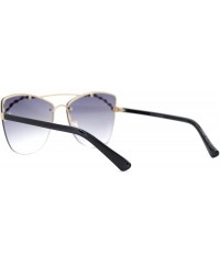 Butterfly Womens Rimless Top Brow Trim Rhinestone Cat Eye Sunglasses - Gold Black Blue Mirror - C118U0KWLX2 $9.14