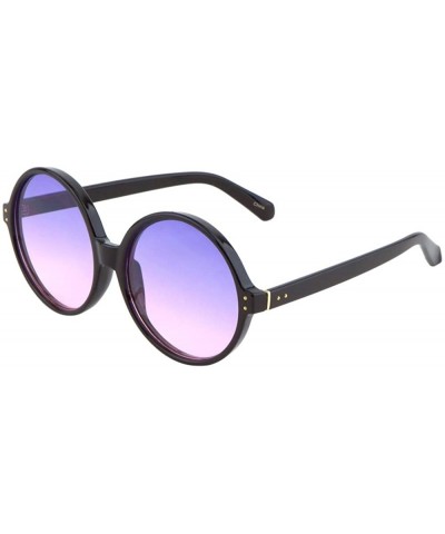 Round Mod Round Sunglasses for Women Men UV Protected Runway Fashion - 57mm/Black/Purple-pink - CT182OW7U37 $8.37