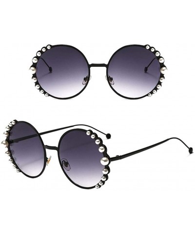 Round Women Round Sunglasses Pearl Sun Glasses Fashion Alloy Frame Eyewear Female Shades UV400 - CG199O8I9TE $29.73