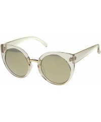 Round Women's Fashion Round Iridescent Mirror Lens Cat Eye Sunglasses 55mm - Clear-gold / Gold Mirror - CZ12J18FC0V $10.97