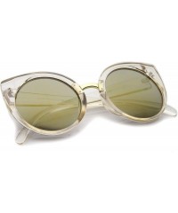 Round Women's Fashion Round Iridescent Mirror Lens Cat Eye Sunglasses 55mm - Clear-gold / Gold Mirror - CZ12J18FC0V $10.97
