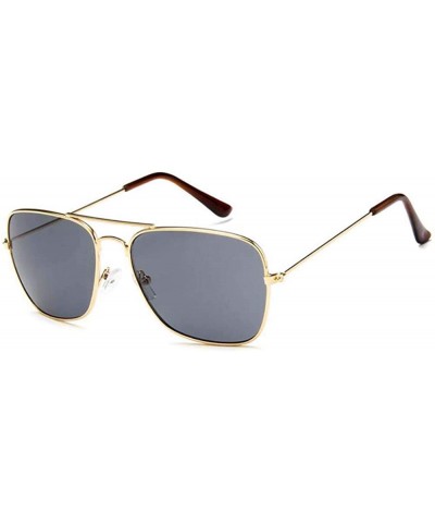 Square Vintage Classic Square Sunglasses Men Women Metal Frame Sun glasses - Gold/Grey - C8197QL82WX $17.73