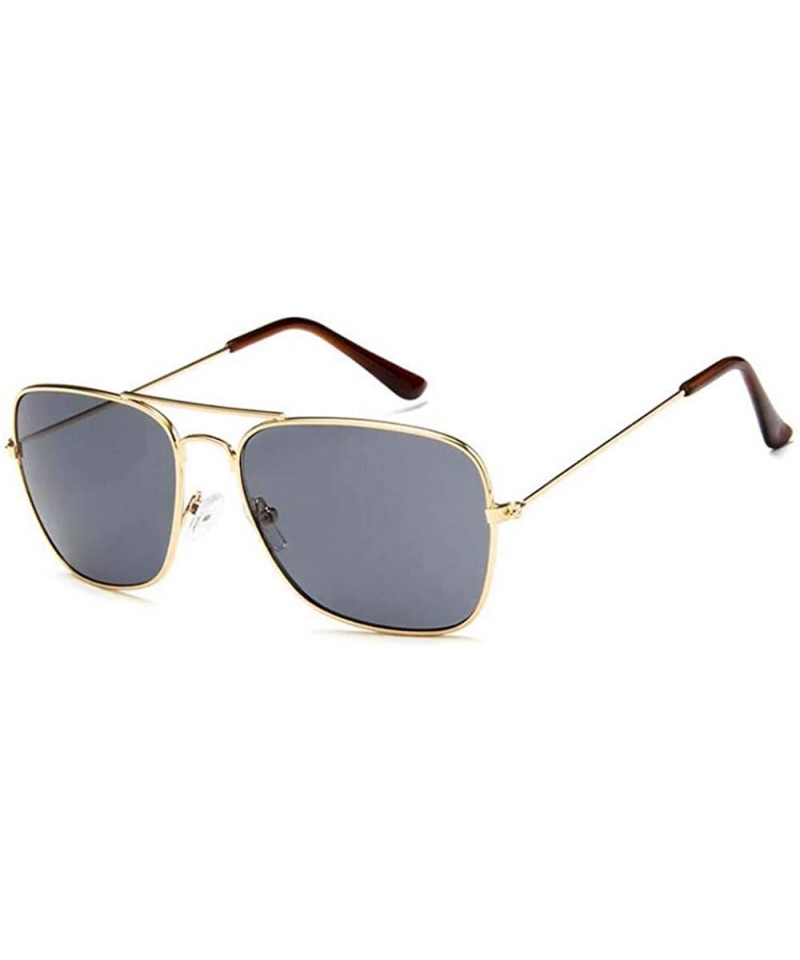 Square Vintage Classic Square Sunglasses Men Women Metal Frame Sun glasses - Gold/Grey - C8197QL82WX $11.66