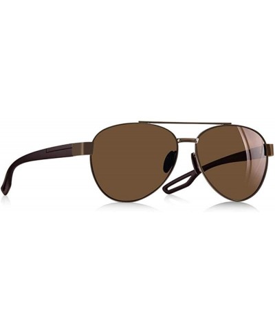 Oversized Men Vintage Metal Polarized Sunglasses Classic Brand Pilot Sun Glasses C1Black - C5brown - CN18Y6SNGRH $19.75