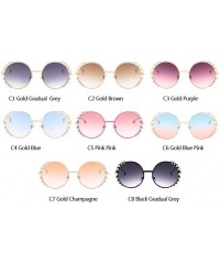 Round Women Round Sunglasses Pearl Sun Glasses Fashion Alloy Frame Eyewear Female Shades UV400 - CG199O8I9TE $13.54