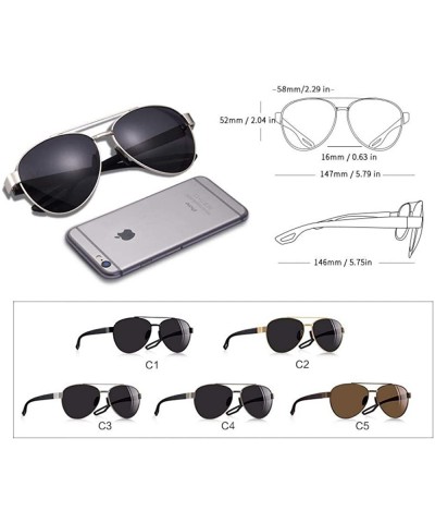 Oversized Men Vintage Metal Polarized Sunglasses Classic Brand Pilot Sun Glasses C1Black - C5brown - CN18Y6SNGRH $19.75