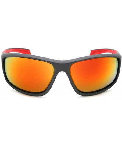 Sport Sports Sunglasses with Color Mirrored Lens 570063/REV - Matte Grey/Red - CZ125YE0CLF $10.25