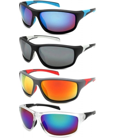 Sport Sports Sunglasses with Color Mirrored Lens 570063/REV - Matte Grey/Red - CZ125YE0CLF $10.25
