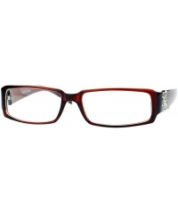 Rectangular Flor de Lis Womens Narrow Rectangular Clear Lens Eye Glasses - Brown - CS11ATARS3X $19.97