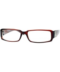 Rectangular Flor de Lis Womens Narrow Rectangular Clear Lens Eye Glasses - Brown - CS11ATARS3X $13.04