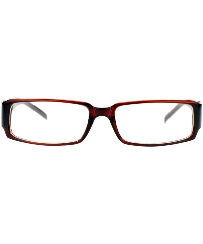 Rectangular Flor de Lis Womens Narrow Rectangular Clear Lens Eye Glasses - Brown - CS11ATARS3X $19.97