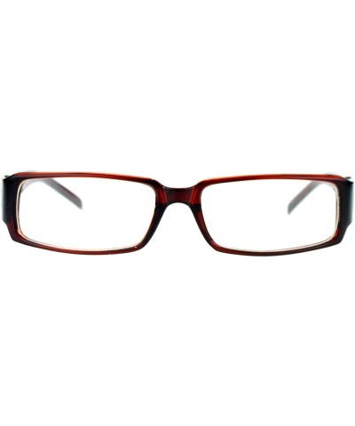 Rectangular Flor de Lis Womens Narrow Rectangular Clear Lens Eye Glasses - Brown - CS11ATARS3X $13.04