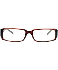 Rectangular Flor de Lis Womens Narrow Rectangular Clear Lens Eye Glasses - Brown - CS11ATARS3X $19.97