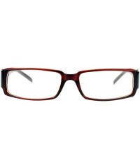 Rectangular Flor de Lis Womens Narrow Rectangular Clear Lens Eye Glasses - Brown - CS11ATARS3X $13.04