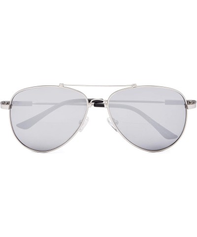 Aviator Memory Bridge and Arm Bifocal Sunglasses Polit Style Sunshine Readers Men Women - Silver-mirror - CA18NOIO0CE $26.36