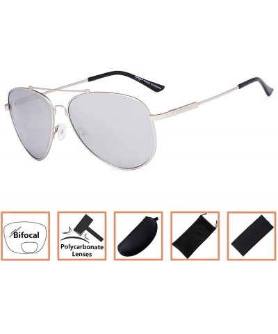 Aviator Memory Bridge and Arm Bifocal Sunglasses Polit Style Sunshine Readers Men Women - Silver-mirror - CA18NOIO0CE $26.36