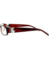 Rectangular Flor de Lis Womens Narrow Rectangular Clear Lens Eye Glasses - Brown - CS11ATARS3X $19.97