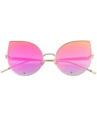 Round Women Rose Gold Cat Eye Sunglasses Pink Mirorred Lens S8026 - Red - CX12IJCDW9X $15.78