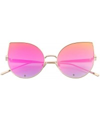 Round Women Rose Gold Cat Eye Sunglasses Pink Mirorred Lens S8026 - Red - CX12IJCDW9X $15.78