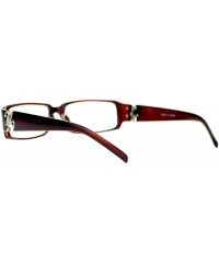 Rectangular Flor de Lis Womens Narrow Rectangular Clear Lens Eye Glasses - Brown - CS11ATARS3X $13.04