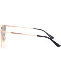 Cat Eye Womens Luxury Metal Rim Cat Eye Designer Fashion Sunglasses - Rose Gold Blue Mirror - C218OCYY5Z7 $9.96