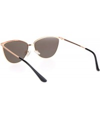 Cat Eye Womens Luxury Metal Rim Cat Eye Designer Fashion Sunglasses - Rose Gold Blue Mirror - C218OCYY5Z7 $9.96