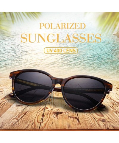 Round Women's Polarized Sunglasses 100% UV Protection Safety Glasses with Delicate Acetate Frame - CU18R0N3Z5W $28.02
