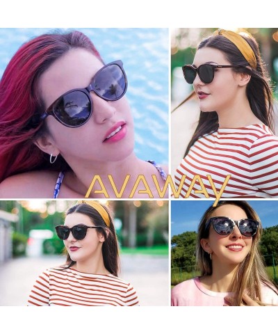 Round Women's Polarized Sunglasses 100% UV Protection Safety Glasses with Delicate Acetate Frame - CU18R0N3Z5W $28.02