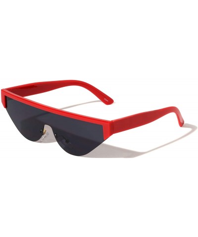 Shield Baltimore Flat Top One Piece Shield Sunglasses - Red - CY1972WSD3I $26.28