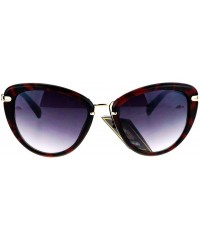 Cat Eye Luxury Designer Womens Cat Eye Sunglasses - Burgundy Tortoise - CH12M1U5IOB $12.52