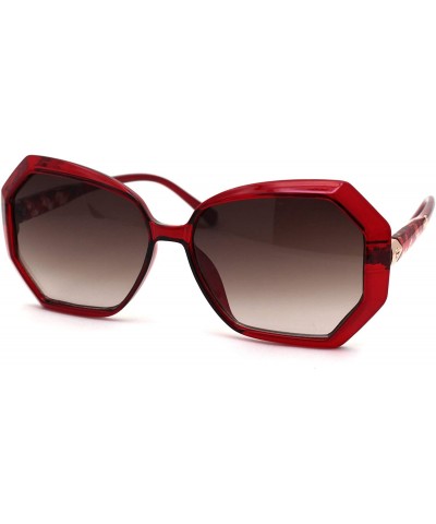 Butterfly Womens Classic 90s Chic Butterfly Plastic Sunglasses - Red Brown - CD18ZWQ29ND $23.51