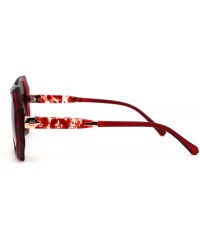 Butterfly Womens Classic 90s Chic Butterfly Plastic Sunglasses - Red Brown - CD18ZWQ29ND $10.97