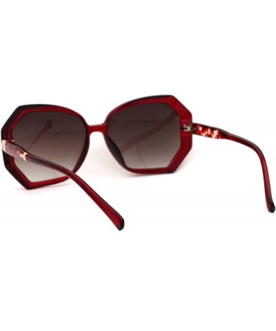 Butterfly Womens Classic 90s Chic Butterfly Plastic Sunglasses - Red Brown - CD18ZWQ29ND $10.97