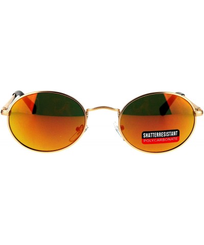 Round Mens 90s Gangster Rapper Mirror Lens Oval Retro Metal Rim Sunglasses - Gold Orange - C117Y0HHI8W $8.33