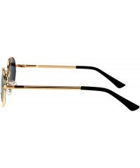 Round Mens 90s Gangster Rapper Mirror Lens Oval Retro Metal Rim Sunglasses - Gold Orange - C117Y0HHI8W $8.33