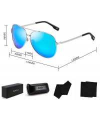 Aviator Classic Mirroed Sunglasses Protection - Silver Frame/ Blue Lens - CP18OX0U3OU $9.86