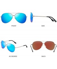 Aviator Classic Mirroed Sunglasses Protection - Silver Frame/ Blue Lens - CP18OX0U3OU $9.86