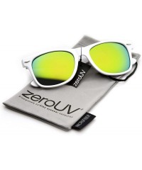 Wayfarer White Square Sunglasses for Men with Colored Reflective Mirror Lens - White / Yellow - CW116T5E7UV $9.22
