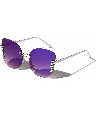 Rimless Rimless Snake Cat Eye Sunglasses - Purple - CL19746QQO3 $16.50