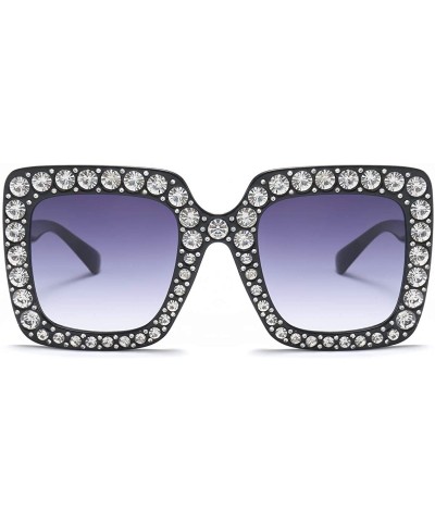 Square elton john oversized sunglasses for women crystal Diamond Rhinestone bling Thick Frame square glasses - CD196E0XHIT $2...