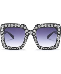 Square elton john oversized sunglasses for women crystal Diamond Rhinestone bling Thick Frame square glasses - CD196E0XHIT $1...